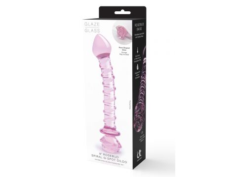 GLAZE GLASS ROSEBUD SPIRAL G-SPOT DILDO
