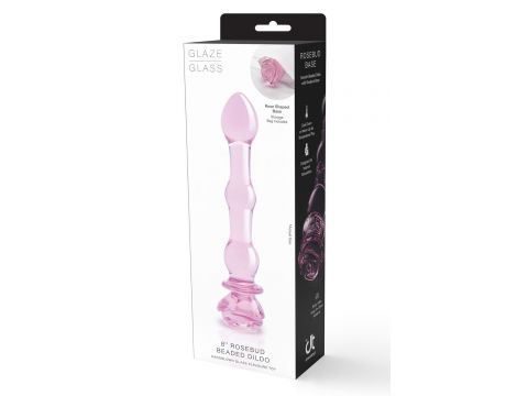 GLAZE GLASS ROSEBUD BEADED DILDO - 5