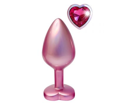 Korek analny Gleaming Love aluminium perłowy różowy medium - 3