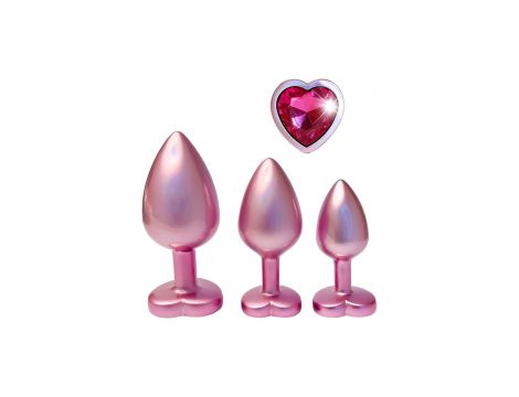Zestaw korków analnych Gleaming Love różowy aluminium - 3