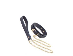BONDAGE COUTURE COLLAR AND LEASH BLUE