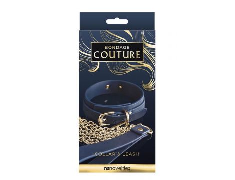 BONDAGE COUTURE COLLAR AND LEASH BLUE - 3