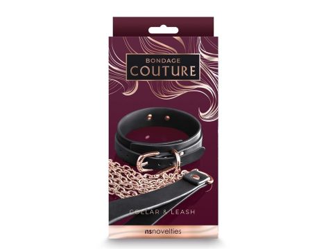 BONDAGE COUTURE COLLAR AND LEASH BLACK