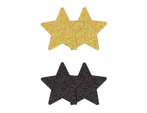 PRETTY PASTIES GLITTER STARS BLACK GOLD 2 PAIR