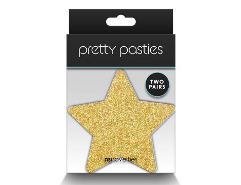 PRETTY PASTIES GLITTER STARS BLACK GOLD 2 PAIR - 2