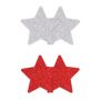PRETTY PASTIES GLITTER STARS RED SILVER 2 PAIR - 2