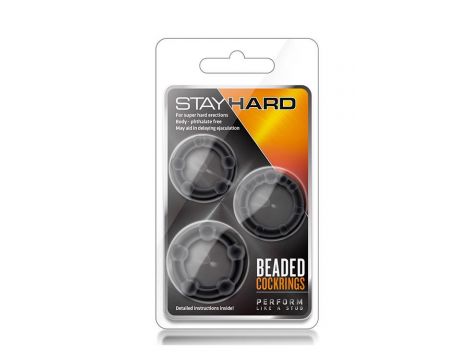 STAY HARD BEADED COCKRINGS BLACK - 3