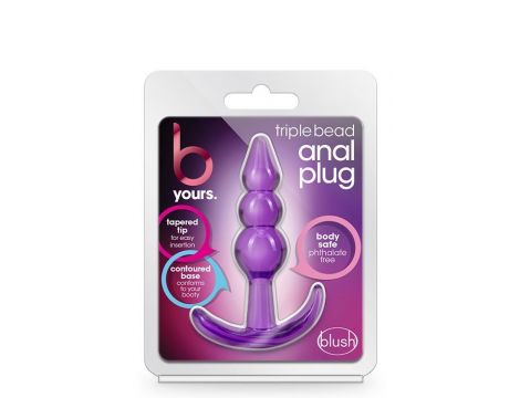 B YOURS TRIPLE BEAD ANAL PLUG PURPLE - 5