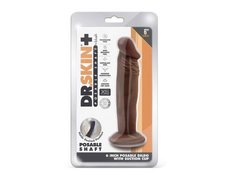 DR. SKIN PLUS 6 INCH POSABLE DILDO CHOCOLATE - 5