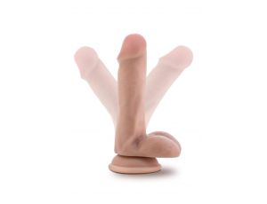 DR. SKIN PLUS  6 INCH POSABLE DILDO WITH BALLS  VANILLA