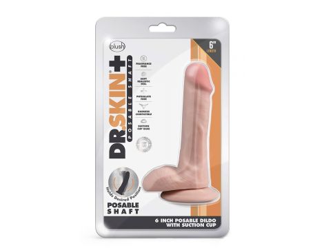 DR. SKIN PLUS  6 INCH POSABLE DILDO WITH BALLS  VANILLA - 5