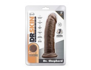 DR. SKIN SILICONE DR. SHEPHERD 8 INCH DILDO WITH SUCTION CUP CHOCOLATE