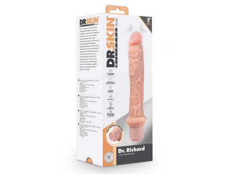 DR. SKIN SILICONE DR. RICHARD 9 INCH VIBRATING DILDO BEIGE - 3