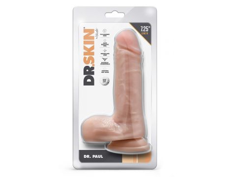 DR. SKIN DR. PAUL 7.25 INCH DILDO WITH BALLS BEIGE - 2