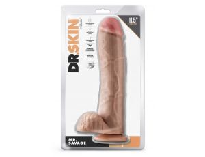 DR. SKIN MR. SAVAGE 11.5 INCH DILDO WITH BALLS BEIGE