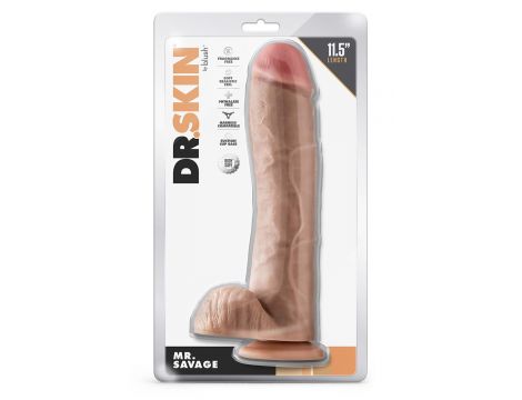 DR. SKIN MR. SAVAGE 11.5 INCH DILDO WITH BALLS BEIGE