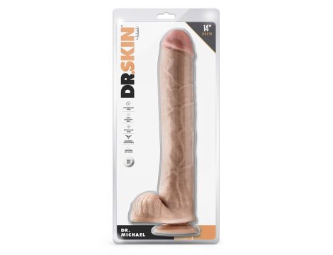 DR. SKIN DR. MICHAEL 14 INCH DILDO WITH BALLS BEIGE - 4