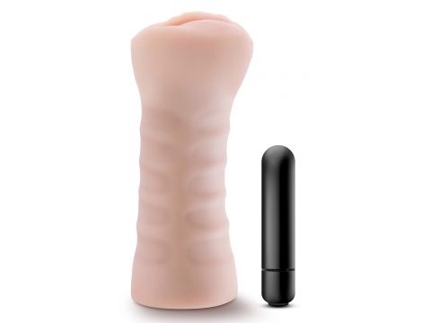 Masturbator wibrujący Destini beżowy 13 cm - 3