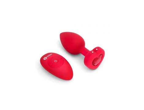 VIBRATING HEART SHAPE JEWEL PLUG ML RED - 2