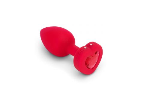 VIBRATING HEART SHAPE JEWEL PLUG ML RED - 3