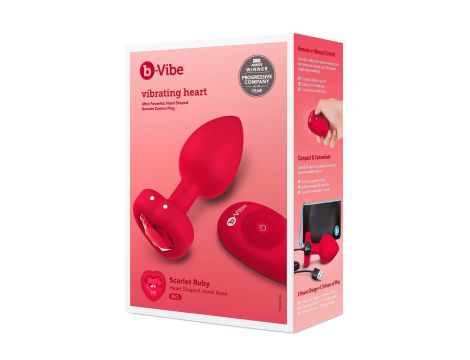 VIBRATING HEART SHAPE JEWEL PLUG ML RED - 4