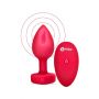 VIBRATING HEART SHAPE JEWEL PLUG ML RED - 2