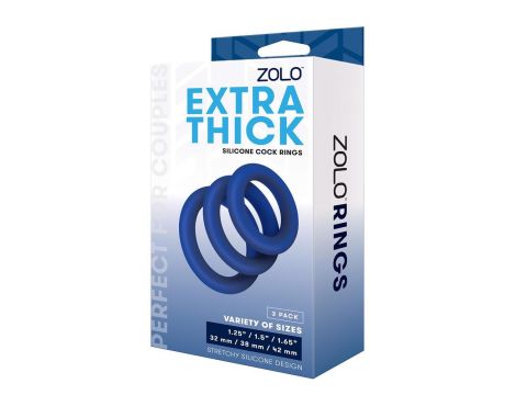 ZOLO EXTRA THICK SILICONE COCK RING 3 PK - 3