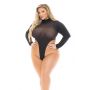 HIGH AF OPEN BACK TEDDY BLACK, PLUS SIZE - 3