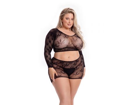 LEAF IT TO ME SHORT SET BLACK, PLUS SIZE - 3