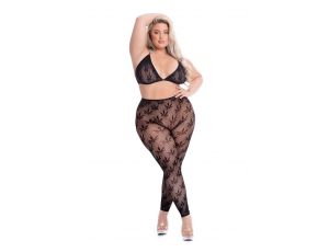 ALL ABOUT LEAF BRA SET BLACK, PLUS SIZE