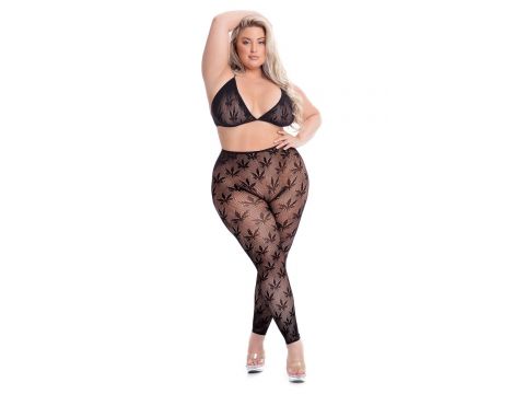 ALL ABOUT LEAF BRA SET BLACK, PLUS SIZE - 4