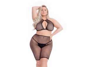 SUNSET GLOW BIKE SHORT SET BLACK, PLUS SIZE