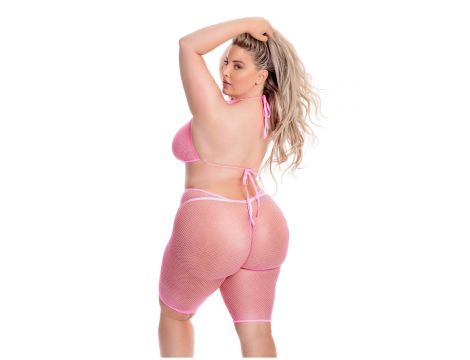 SUNSET GLOW BIKE SHORT SET PINK, PLUS SIZE - 2
