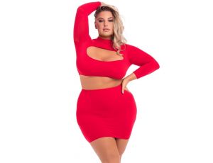 STOP & STARE 2PC SKIRT SET RED, 3XL/4XL