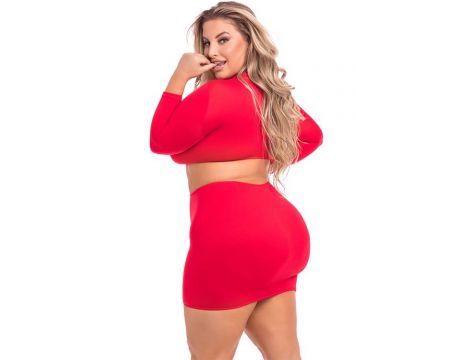 STOP & STARE 2PC SKIRT SET RED, 3XL/4XL - 2