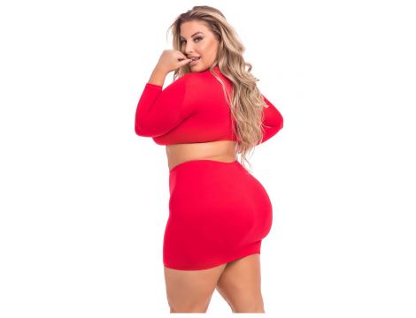 STOP & STARE 2PC SKIRT SET RED, 3XL/4XL - 4