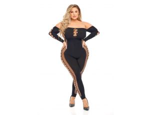 DIAMOND DRIPPIN BODYSTOCKING BLACK, QUEEN
