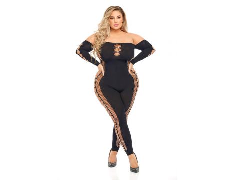 DIAMOND DRIPPIN BODYSTOCKING BLACK, QUEEN