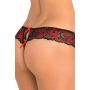 CROTCHLESS LACE THONG WITH BOWS RED, M/L - 4