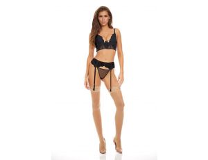BOMBSHELL BOUDOIR PEEK A BOO WIRE 3 PC SET BLK, L