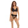 BOMBSHELL BOUDOIR PEEK A BOO WIRE 3 PC SET BLK, L - 3