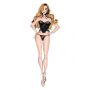 BOMBSHELL BOUDOIR LACE UP SIDES CORSET SET BLACK, S - 4