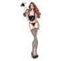 BOMBSHELL BOUDOIR HOOK UP FRONT CORSET SET BLACK, L - 5