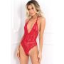SPANK ME STRAP-BACK LACE TEDDY RED, M/L - 3