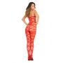 STRAPPED UP SHEER BODYSTOCKING RED, OS - 3