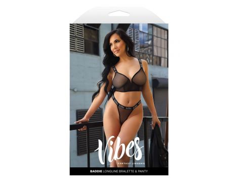 BADDIE LONGLINE MESH BRALETTE & PANTY, M/L