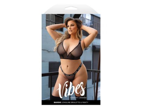 BADDIE LONGLINE MESH BRALETTE & PANTY, Q/S - 3