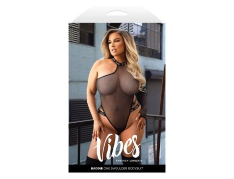 BADDIE GLITTER MESH BODYSUIT WITH SNAP CLOSURE, Q/S - 2