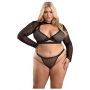 BARBED WIRE FISHNET BRALETTE, LONG SLEEVE SHRUG & PANTY, Q/S - 2