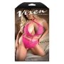 BETWEEN THE LINES CROTCHLESS LACE HALTER TEDDY, QS - 3